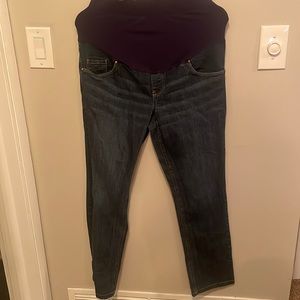 Maternity Womens Dark Denim Medium Petite Straight Leg Jeans Great Expectations